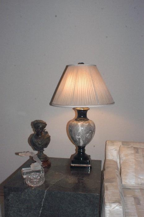 One of a pair of Marble Lamps