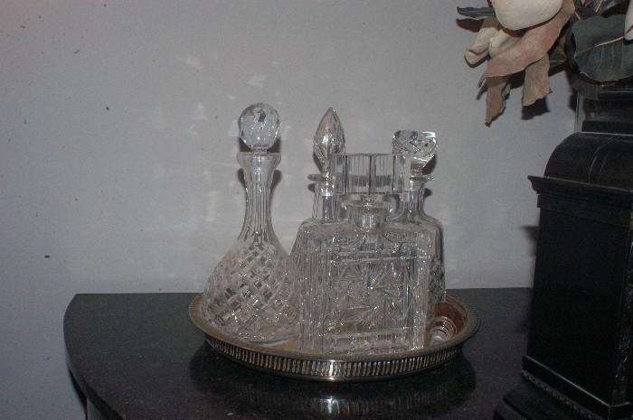 Assortment of Crystal decanters including Baccarat & Waterford 