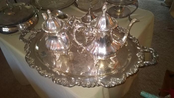 heavy silver plate coffee and tea set