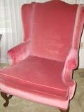 One of a pair of Ethan Allen Georgian style wing back chairs