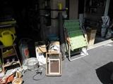 Old Sprayers, lawn chairs, metal, step ladder, etc