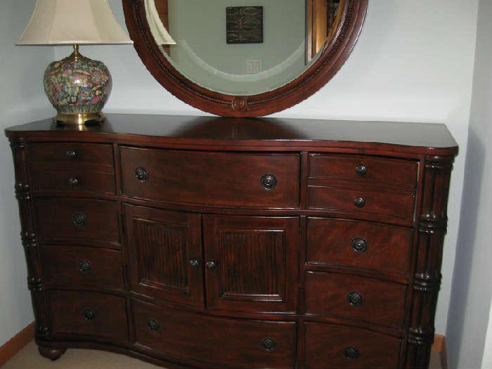 Dresser and round mirror