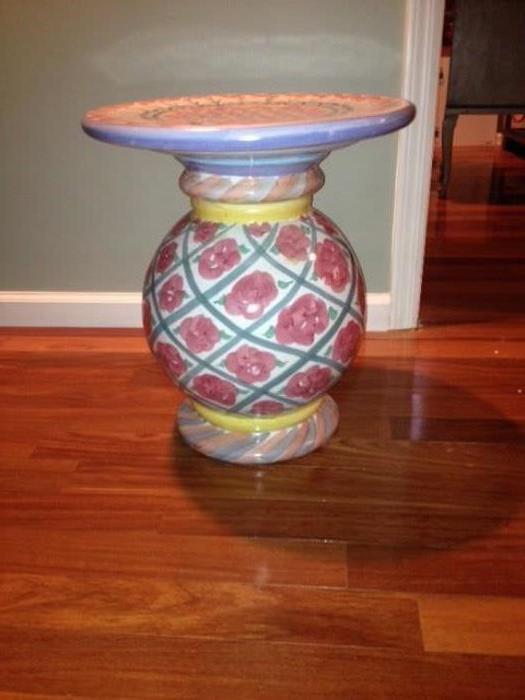 Mackenzie Childs hand painted pedestal table valued at $950.00 asking $150.00