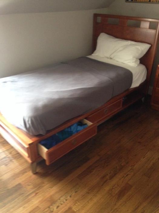 Two twin beds, nightstand and desk bedroom set