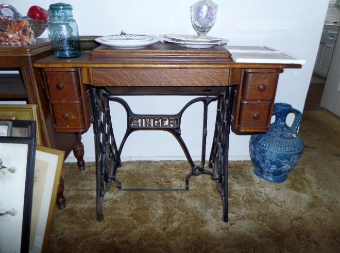 antique oak singer sewing machine
