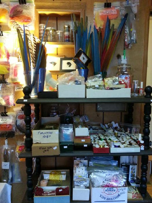 Fly tying supplies and feathers