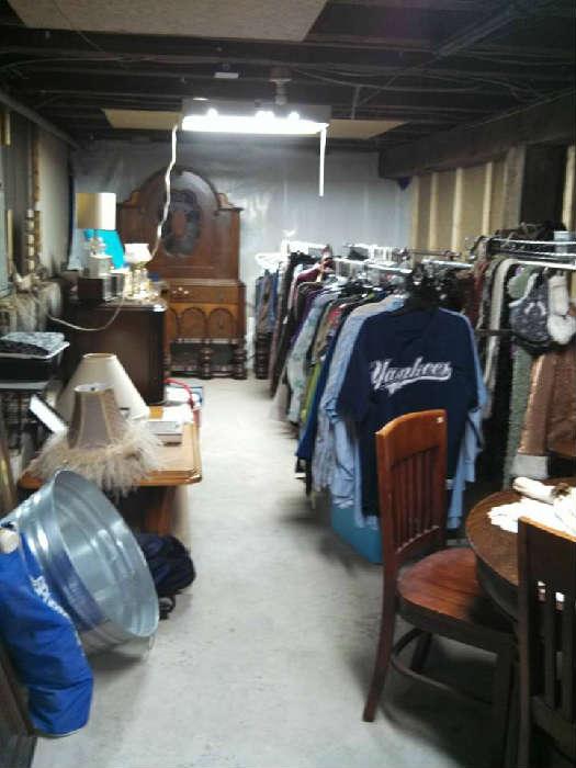one room of many in my shop.  $2.00 pants and shirts.  clothing racks are for sale
