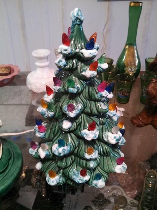 fully working electric vintage tabletop Christmas tree