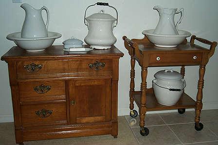 Commodes and white ironstone