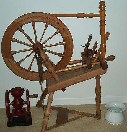 Spinning Wheel, coffee grinder (missing drawer)