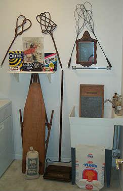 Rug beaters, washboard, vintage laundry products, etc...