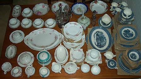 Currier and Ives dishes and other china