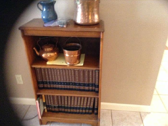 Solid Wood Bookshelf Copper Pots