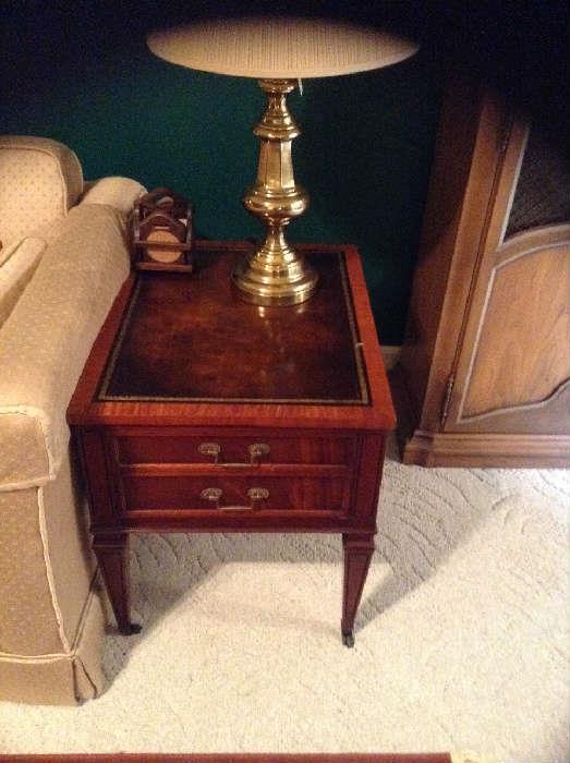 Antique Set of Coffee Tables Brass lamp