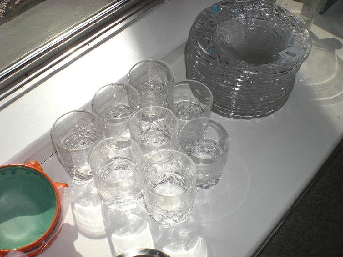 Signed Tiffany Rock Crystal on the rock glasses and plates