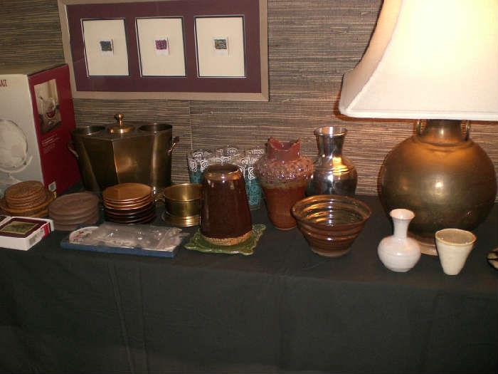 Assorted pottery and decorative items