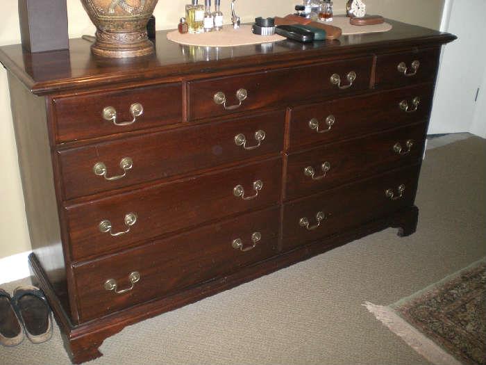 Two dressers, two mirrors, two end tables of Crescent solid Cherry wood bed room sets
