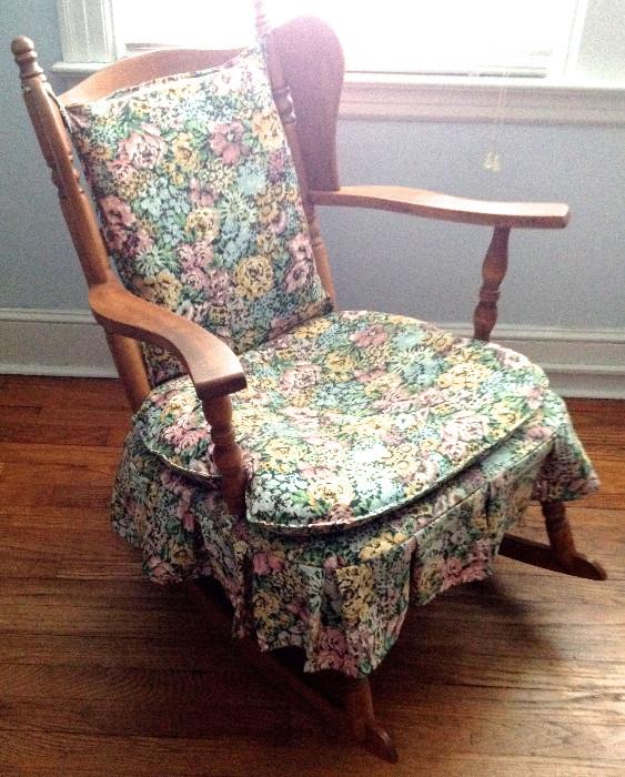 Vintage rocker with upholstery