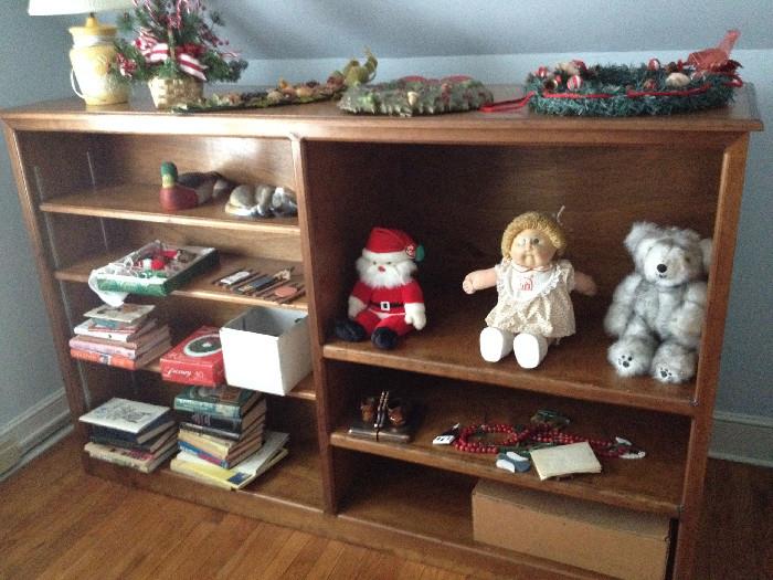 Bookcase and Christmas decorations