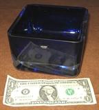 Cobalt blue dish Krosno, Poland label, dollar is for size comparison only which is 6"