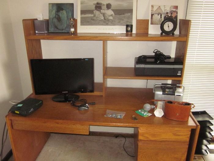 Office desk, computer desk, Monitor, printer, 