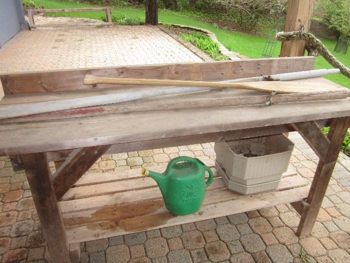 Potting Bench, old oars
