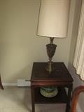 end table, vintage lamps