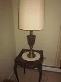 Antique table and lamp