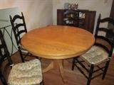 Kitchen table and chairs, pine cabinet/ pie safe