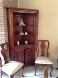 corner cabinet ,  matching buffet, dining table with 8 chairs and  3leaves 