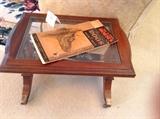 End tables, vintage art books