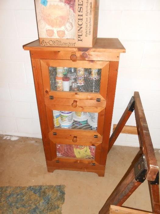 Small free standing cabinet, sawhorse