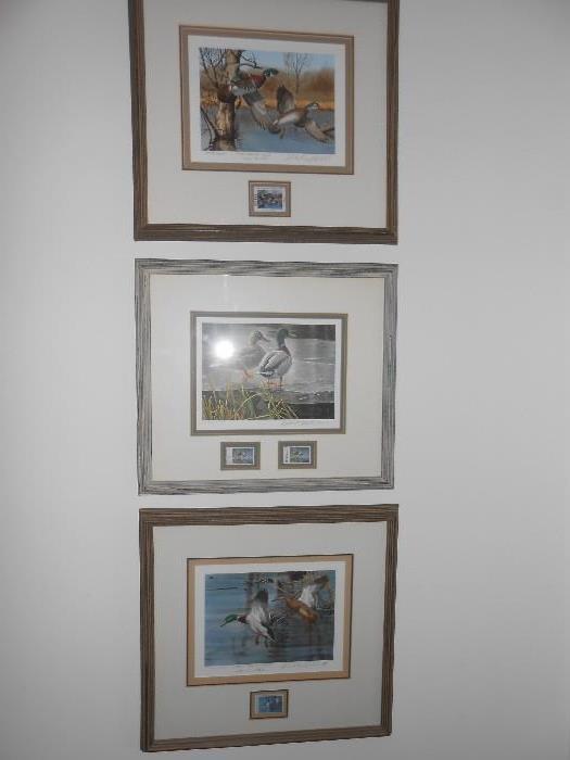 Three set duck prints, numbered and signed