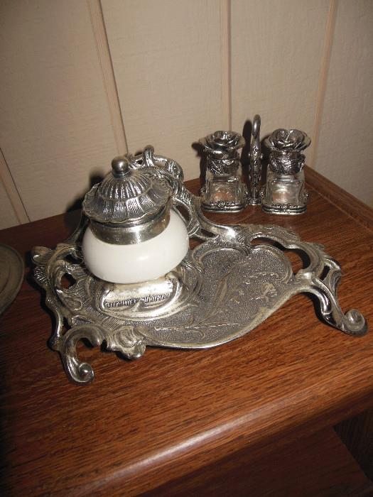 Vintage Inkwell,Made In Italy Pewter