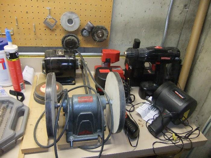 Grinder,  Craftsman Drills, Spot Light, Electric Screwdriver, etc.