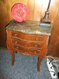 Marble top, 3 drawer table w/Gilt Accents