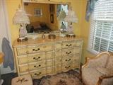 French Provencial Dresser & Mirror, Fun Lamps, Side Chair,etc.