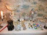 Unusual Black, hand painted Music Box, Lots of Figurines, Limoges Boxes,etc