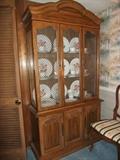 Cherry China Cabinet, Set of Rose Pattern Dishes