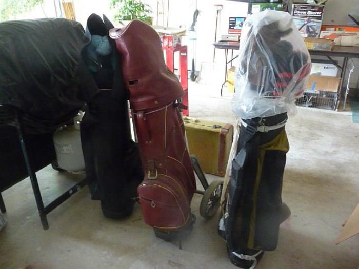 VINTAGE GOLF BAGS and CLUBS 