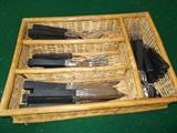 Black Handled Eating Utensils in "bamboo" holder - very nice set!