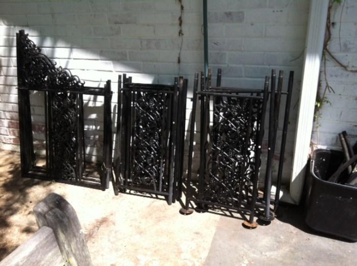 iron fence - in parts - on patio - good item!!!!!!1