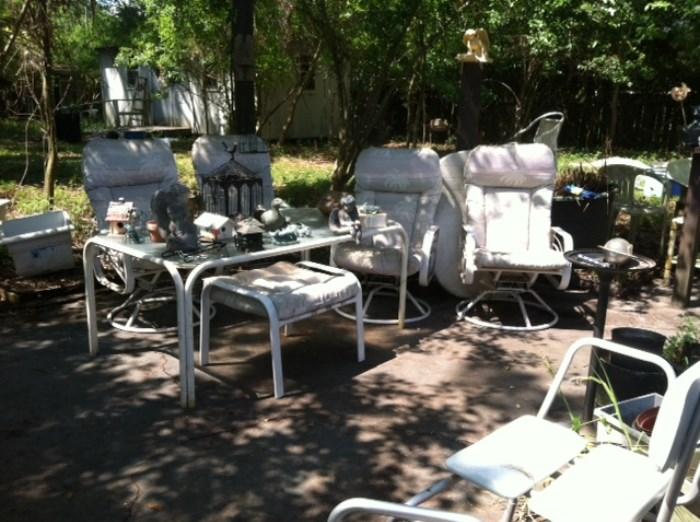 Table/4 chairs/large table/small table (sold as set) on patio!!!!!!