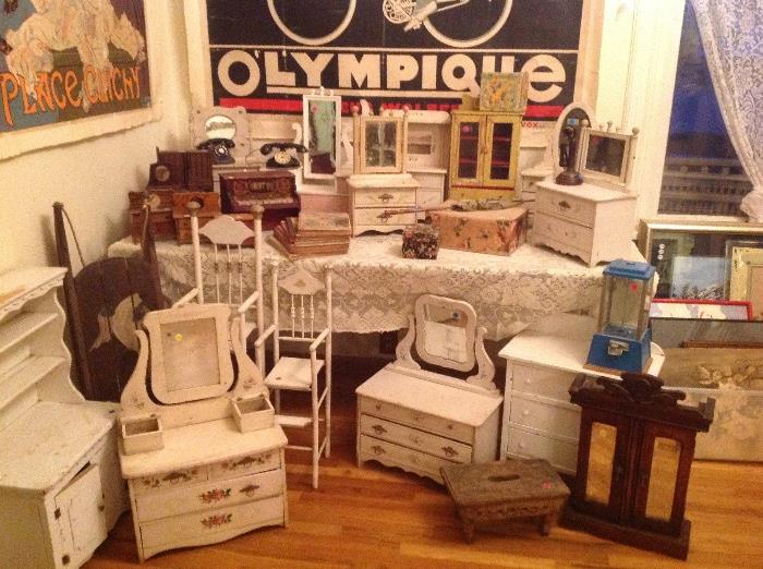 Collection of antique childs and doll furniture