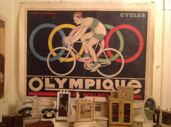 1920's French bicycle tire advertising poster