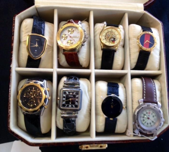 Watches including a Fabulous H Stern Sapphire Watch, Sterling Ecclissi, Gucci Watches, Mickey Mouse, Swiss Army 