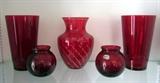 Ruby Red Glass Vases