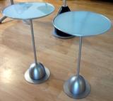 Metal and Glass Modern Pedestal Side Tables