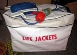 Assorted Life Jackets, Life Jacket Bag, Ski and Tow Rope