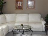 GORGEOUS WHITE LEATHER SECTIONAL SOFA W/ 2 RECLINERS